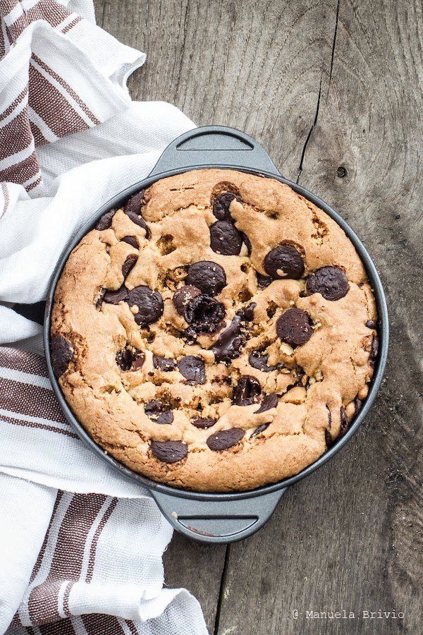 Skillet baked chocolate chip cookies